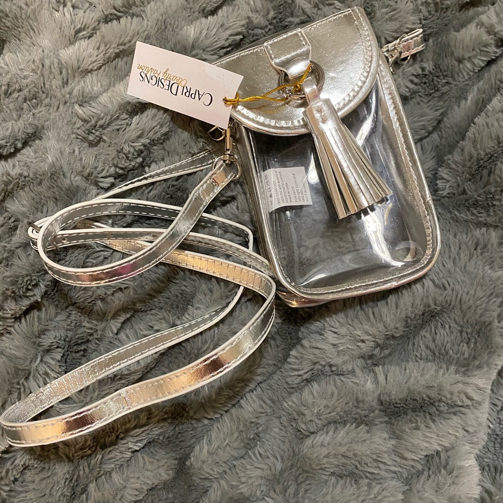 Gameday Clear and silver Crossbody See-thru Bag